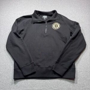OTS Boston Bruins NHL Mens Large Black Quarter Zip Pullover Sweatshirt Logo